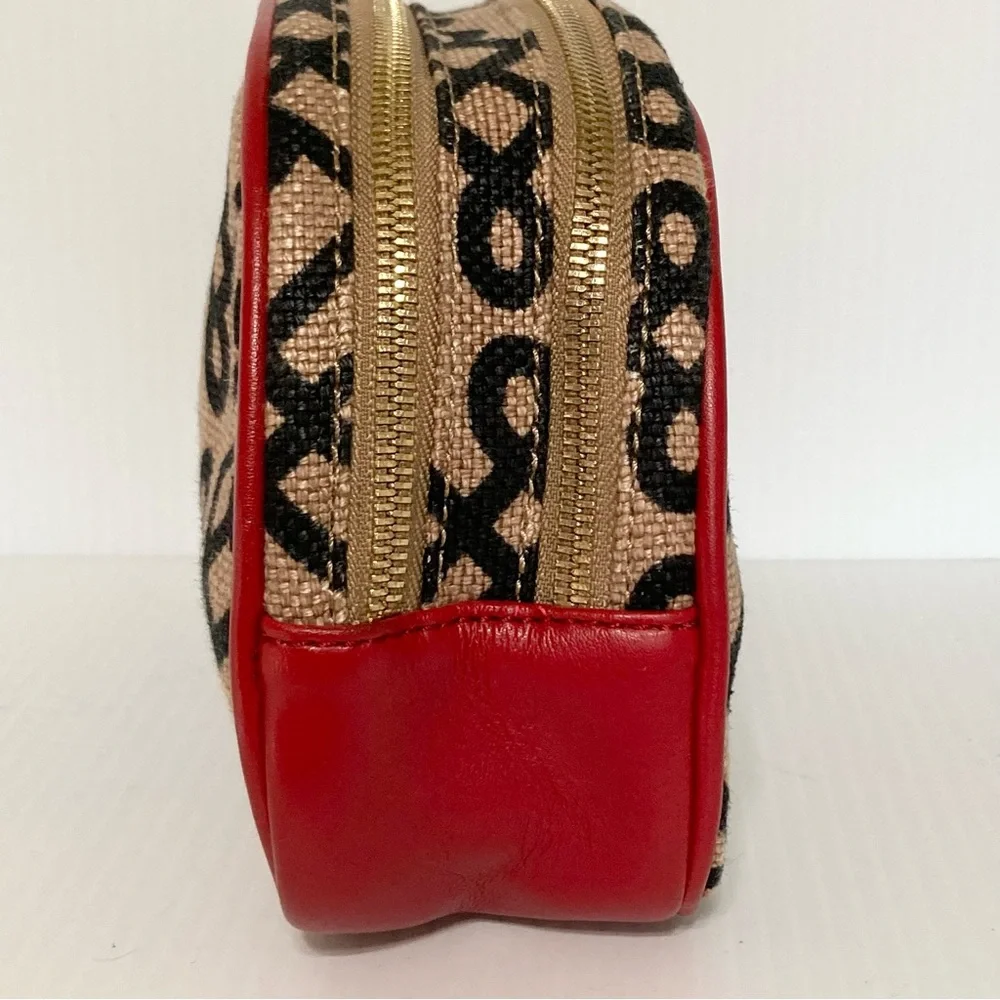 SPARTINA 449 Cosmetic Bag 1715 Lowcountry Natural Linen & Genuine Leather